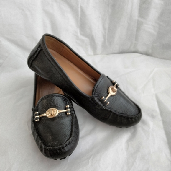 Coach Black Pebbled Leather Arlene Turn Lock Loafer Flats Size 6B - Picture 4 of 16